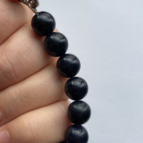 Black with a Tint of Glitter Gemstone Bracelet, Vintage - Picture 8 of 9